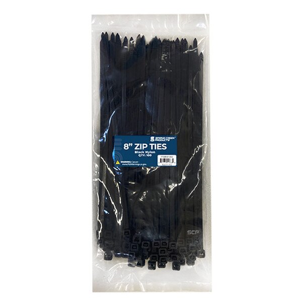 MultiPurpose Zip Ties Black 8" 100 Count Spring Creek Products